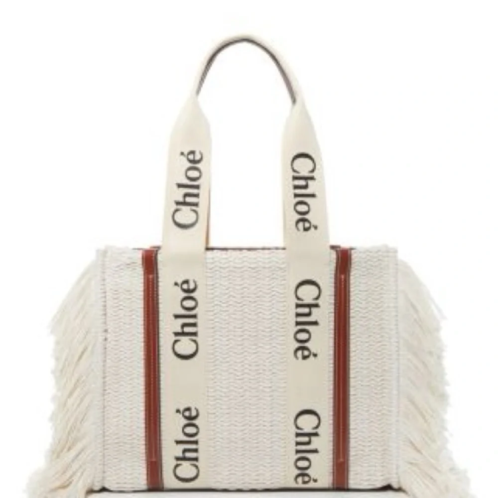 Authentic Chloé Woody Medium Woven Fringe Tote - Picture 1 of 15